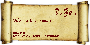 Vétek Zsombor névjegykártya